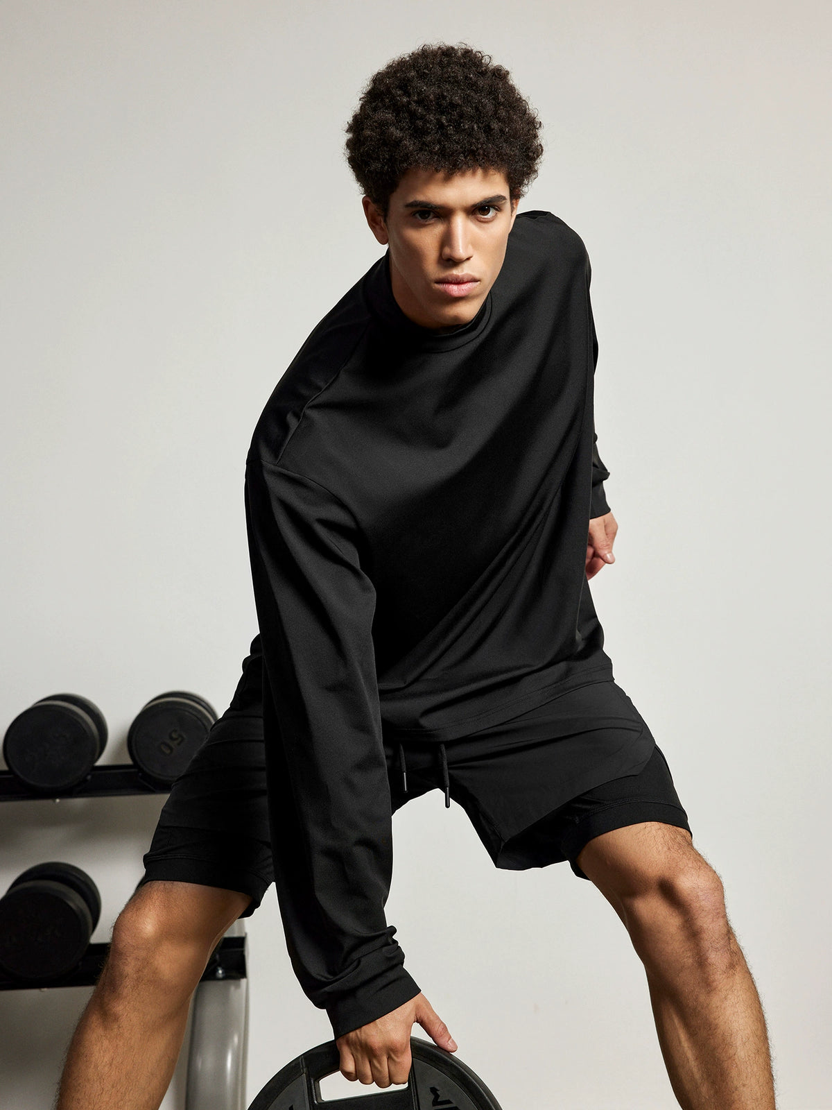 Elastic Half Turtleneck Minimalist Black Long Sleeve